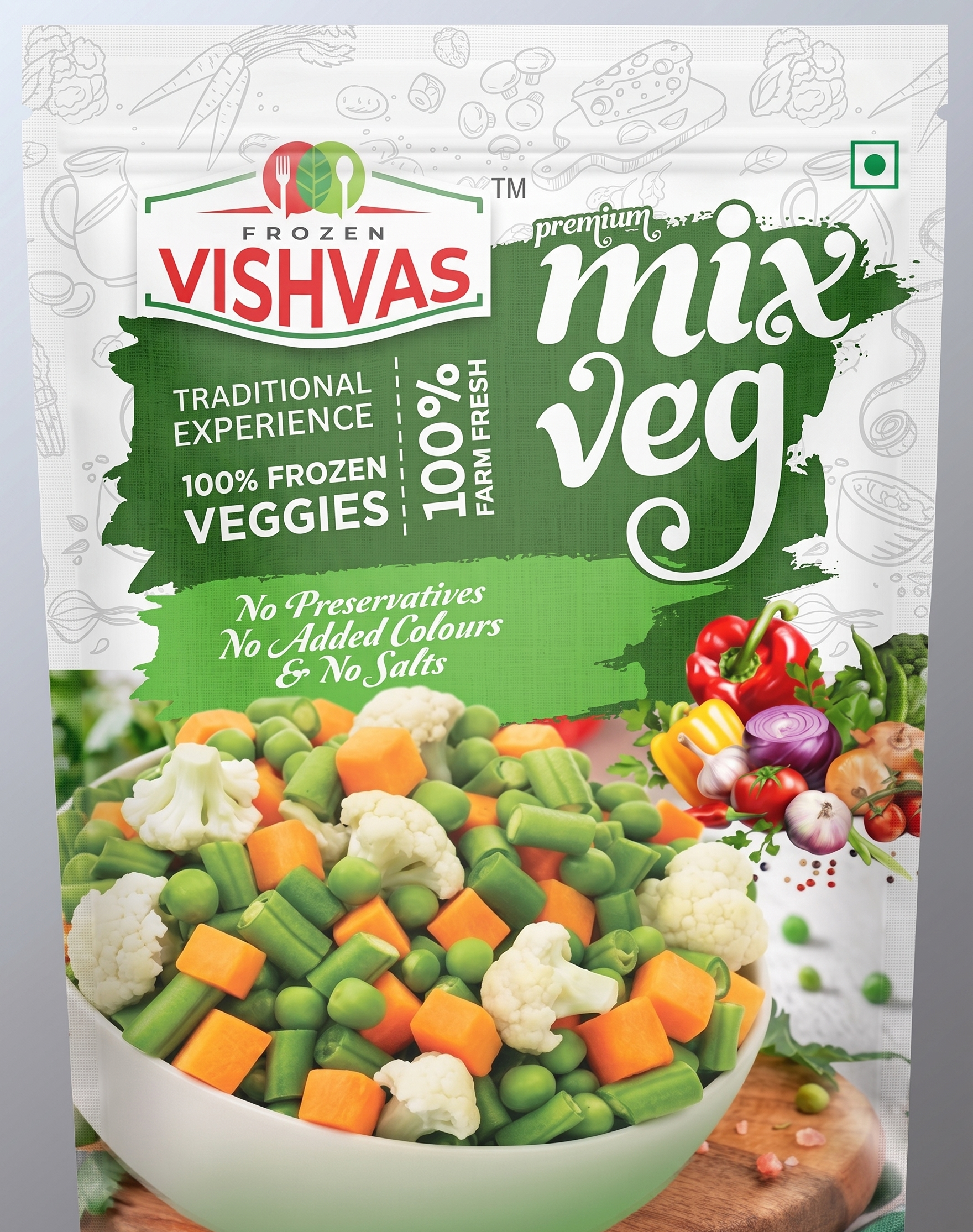 Frozen Vishvas Frozen Mixed Vegetables pack
